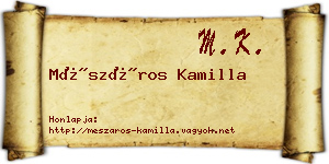 Mészáros Kamilla névjegykártya